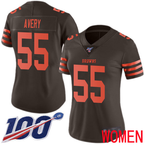 Cleveland Browns Genard Avery Women Brown Limited Jersey #55 NFL Football 100th Season Rush Vapor Untouchable